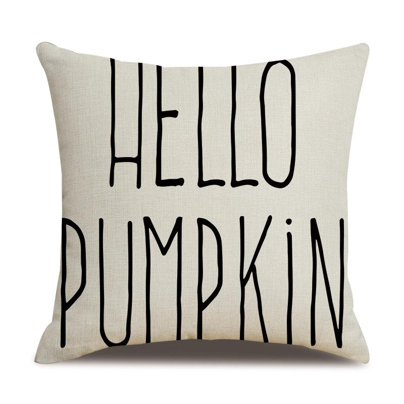 Thanksgiving Linen Pillowcase Autumn Pumpkin Print Pillow Cushion Cover