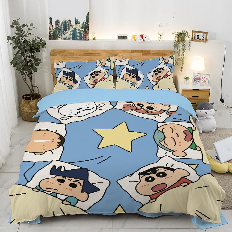 New Style C-Crayon Shin-Chan Bedding Sets Shin-Chan Duvet Cover Bed Set Quilt Cover Pillowcase Kids Adult Single/Double/Queen