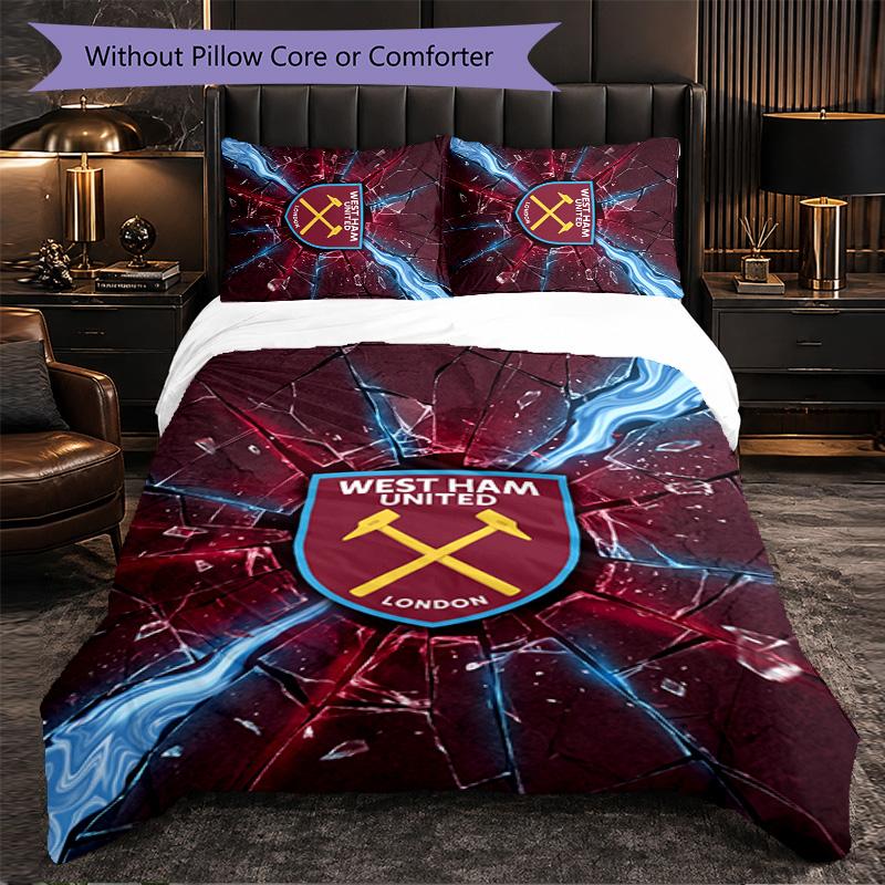 West Ham United Calcio Set Biancheria da Letto 3 Pezzi Morbido Set Copripiumino con Federe Set Decorazione Camera da Letto per la Casa