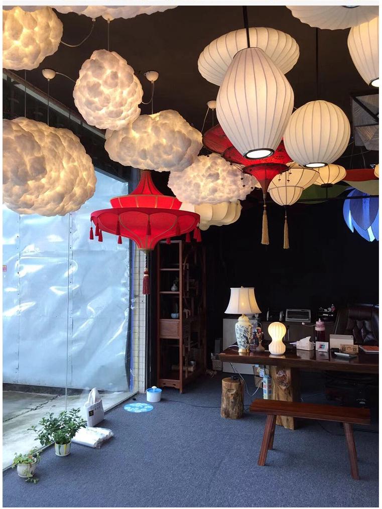 Nordic Modern UFO Fabric Lantern Pendant for Teahouse, Restaurant, or Study - Japanese and Chinese Inspired Decor.