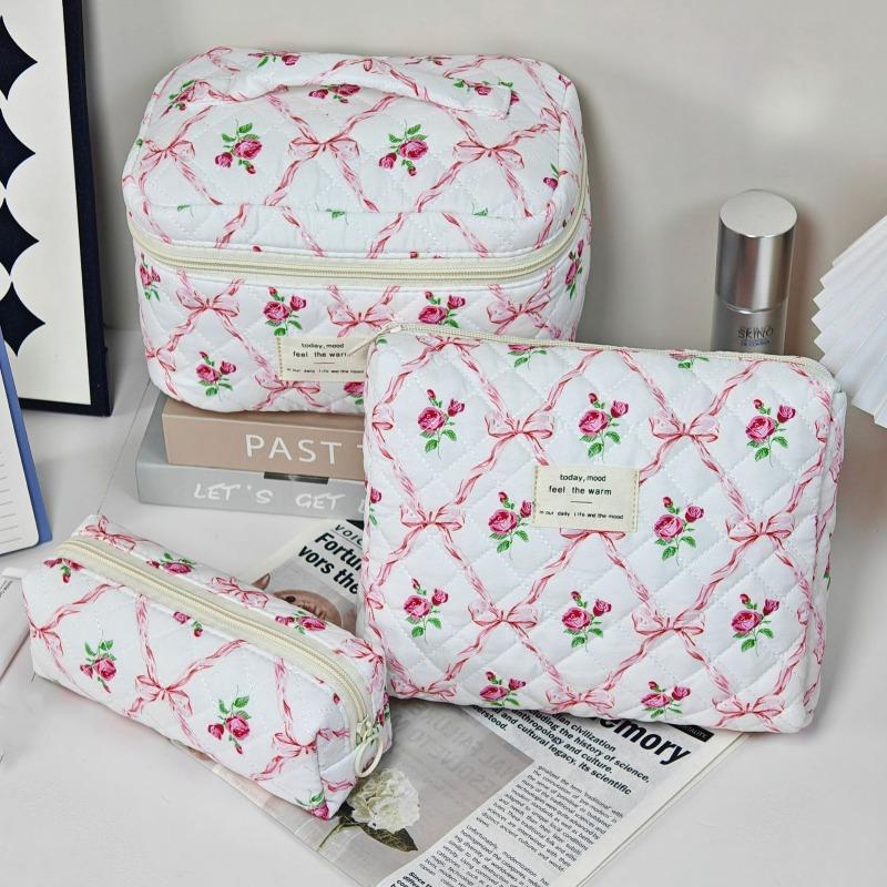 Vintage Large Capacity Cosmetic Bag Portable Travel Storage Bag Handheld Makeup Pouch for Toiletries Cosmetics Organizer Outdoor Daily Use