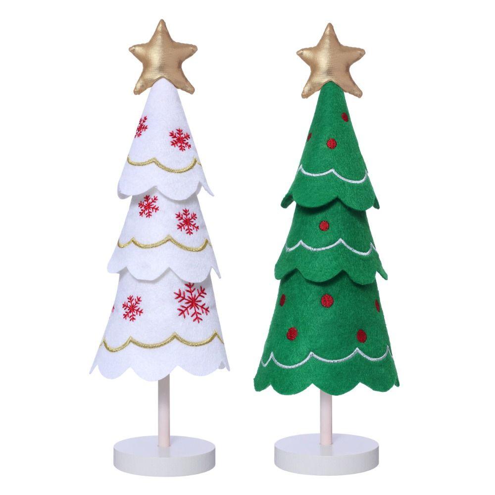 Fabric Christmas Decoration Cute Tabletop Small Ornaments Christmas Tree Wooden Ornament  Party