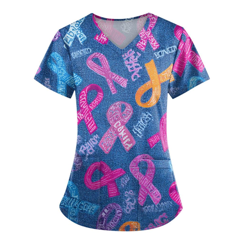 Dámská móda Overal s V výstřihem a krátkým rukávem s kapsami Potištěné topy Oblečení