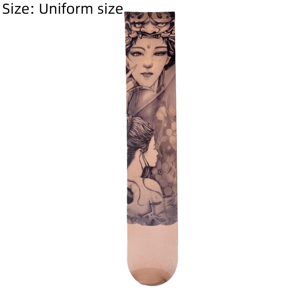 1pc Sexy Single-leg Socks Simulated Tattoo Tattooed Stockings Women's Printed Thigh Socks  Summer