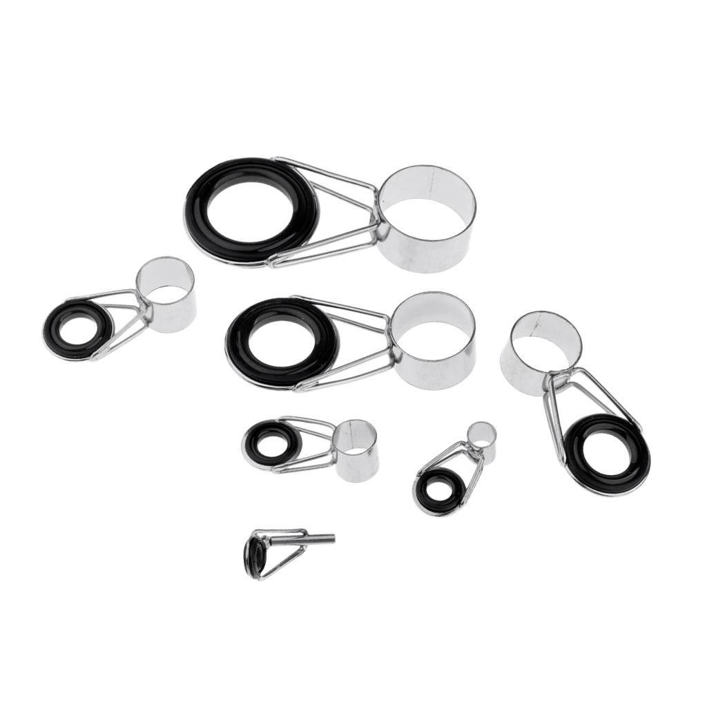 

7Pcs Steel & Ceramic Fishing Rod Guides Rod Repair Kit DIY Rod Tip Eye Rings 7 Mixed Sizes Fishing Rods Accessories