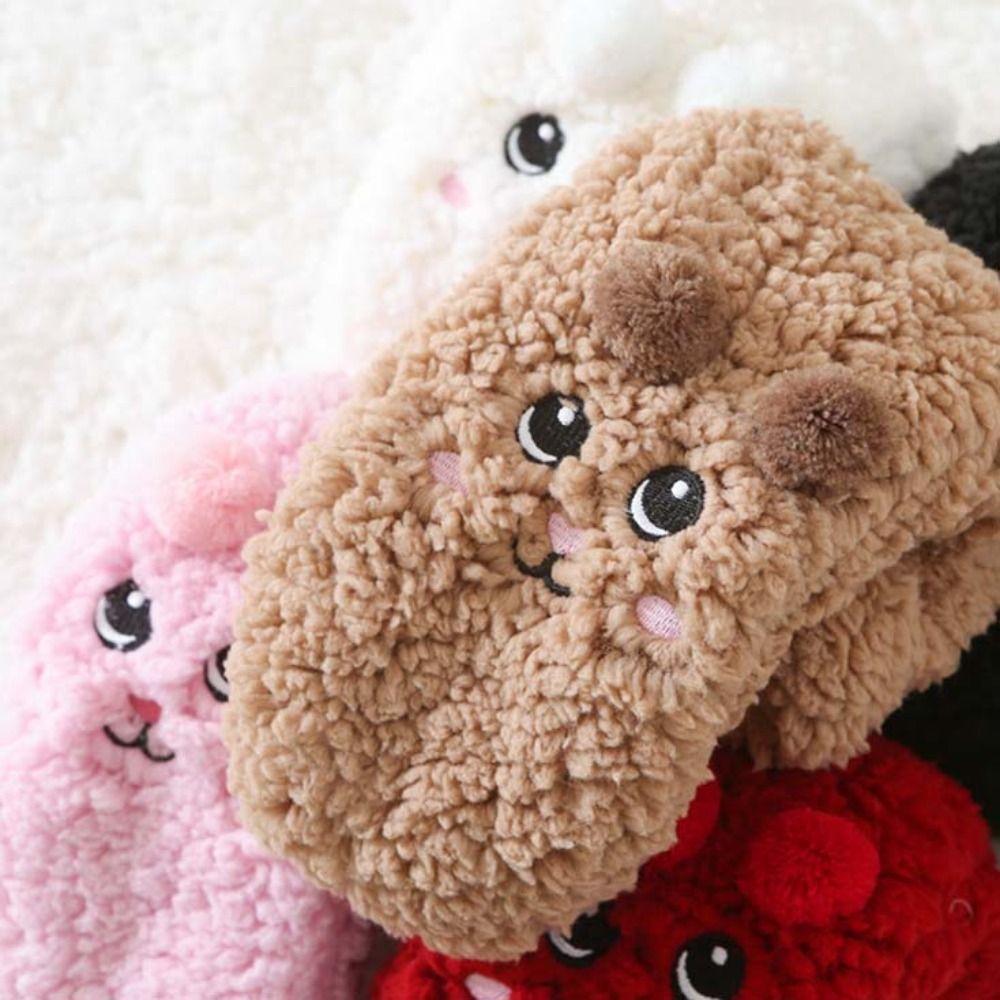 Plush Floor Socks Embroidery Fleece Sock Women Cute Sleeping Socks  Home