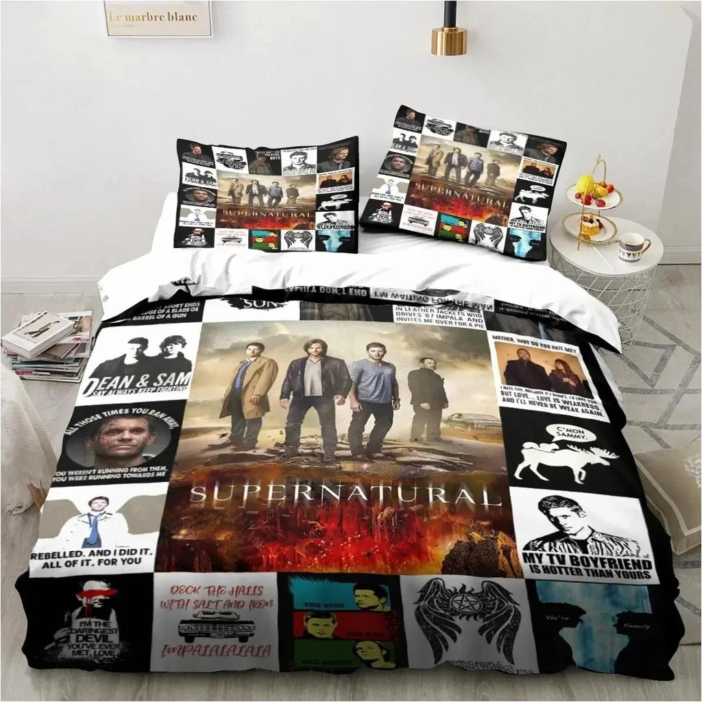 Supernatural Logo Bedding Set Duvet Cover Bed Set Quilt Cover Pillowcase Comforter king Queen Size Boys Adult Bedding Set