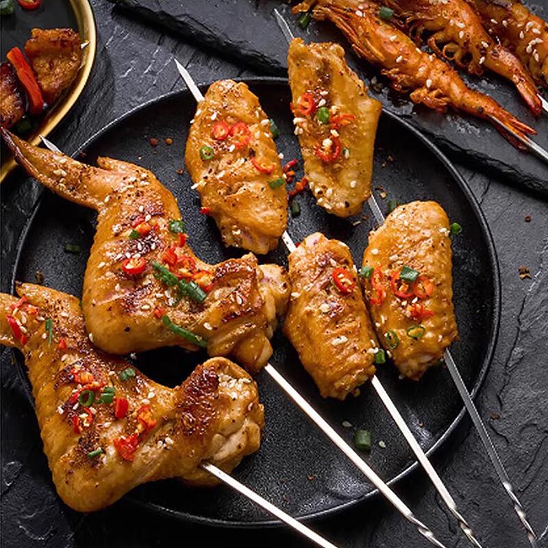 10 Stücke Silber Edelstahl Grillspieß Wiederverwendbare Grill Sticks Bbq Gabel Bbq Utensil Küche Outdoor Camping Werkzeug