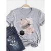 Print T Shirt Short Sleeve Flower Vintage Cute 90s Summer Top Fashion Clothes Women Clothing Gray Basic Tee Graphic T-shirt