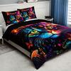 Kitten And Mushroom Duvet Cover Set Soft Breathable Hd Printing Bedding Set For Home Dorm Decor