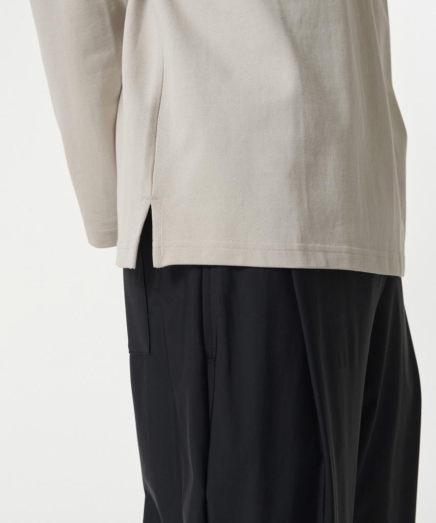 MUSINSA STANDARD Slit Neck Long Sleeve Pique Polo Shirt [Mushroom]
