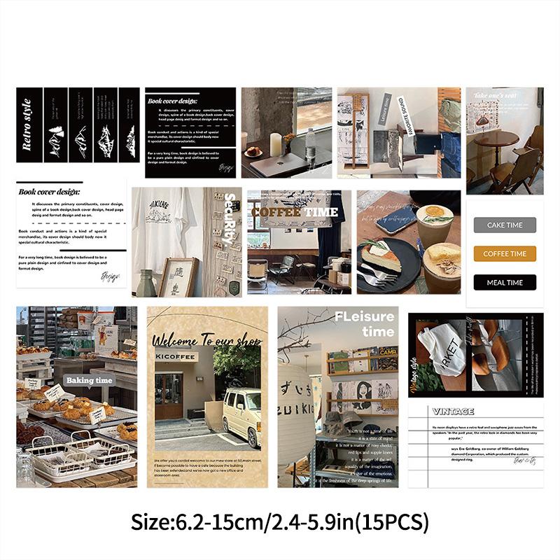 15pcs/set INS Postcards Vintage Decorative Card Photo Props Diy Wall Background Home Decoration Bedroom Wall Sticker Posters