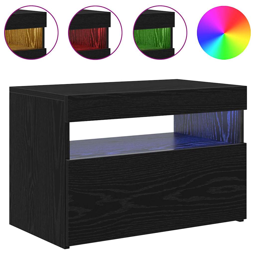Mobile TV effetto Rovere Nero 60 x 35 x 40 cm Legno Ingegnerizzato