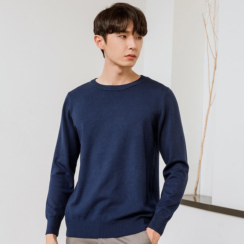 

Мужской модный вязаный свитер с круглым вырезом, елочка, осень-зима, свободный, однотонный, вязаный, простой, повседневный, для ношения под низ, больших размеров XXXL