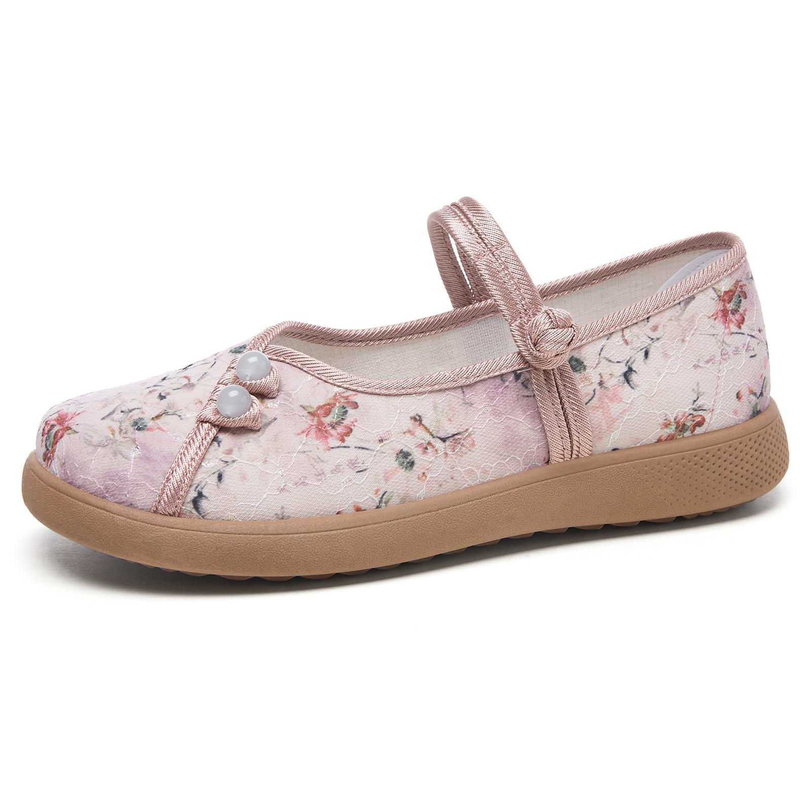 Flat, Breathable, Versatile, Anti Slip Embroidered Hanfu Shoes for Women s Summer Wearing Cloth Shoes, and Walking Shoes 36