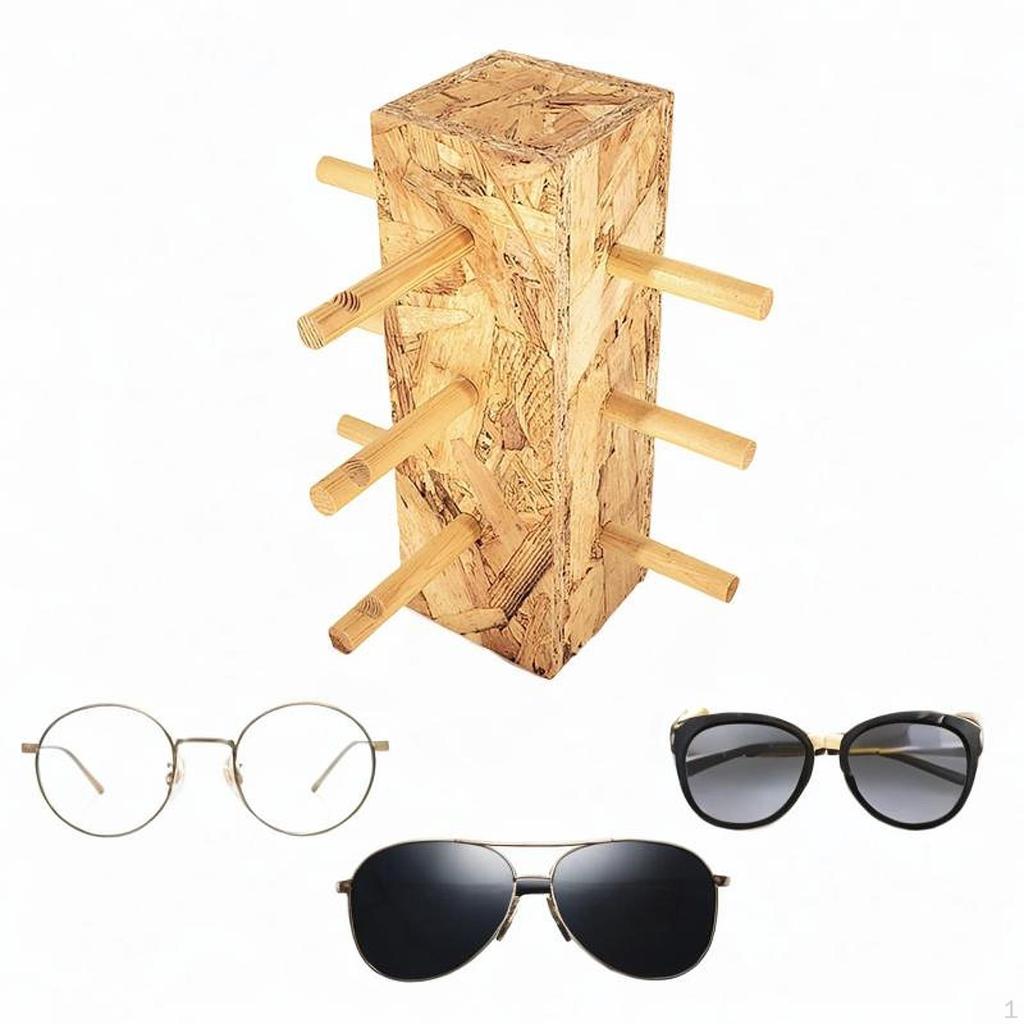 Wood And Glass Display Stand, Multi-Layer Wooden Eyeglass Rack, Heavy Duty, Organizer For,