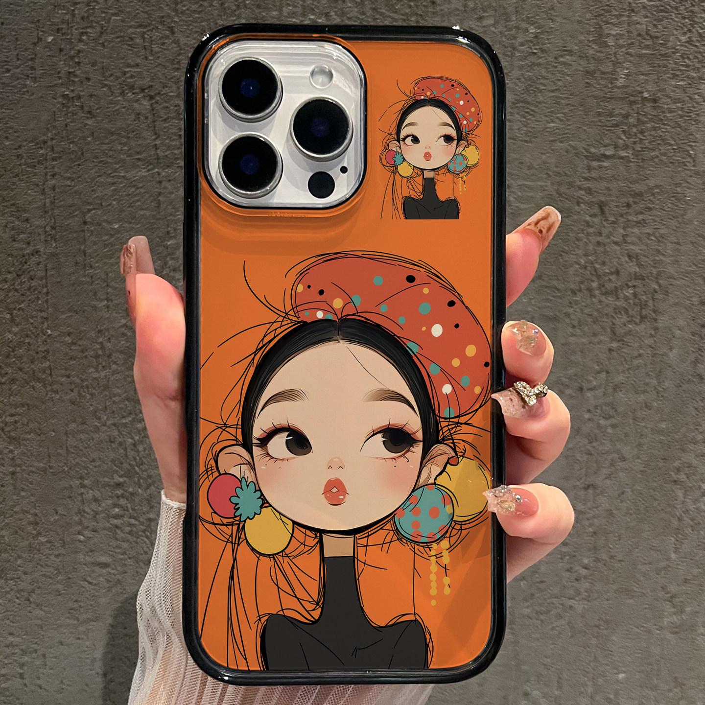 

Hat girl suitable for Apple 17promax mobile phone case new acrylic cartoon cute anti-drop apple 12/12pro