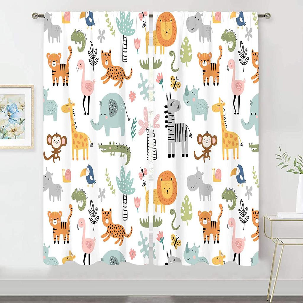 Custom Truck Cartoon Curtains for Living Room Bedroom Home Decor with Hooks Shading Finished