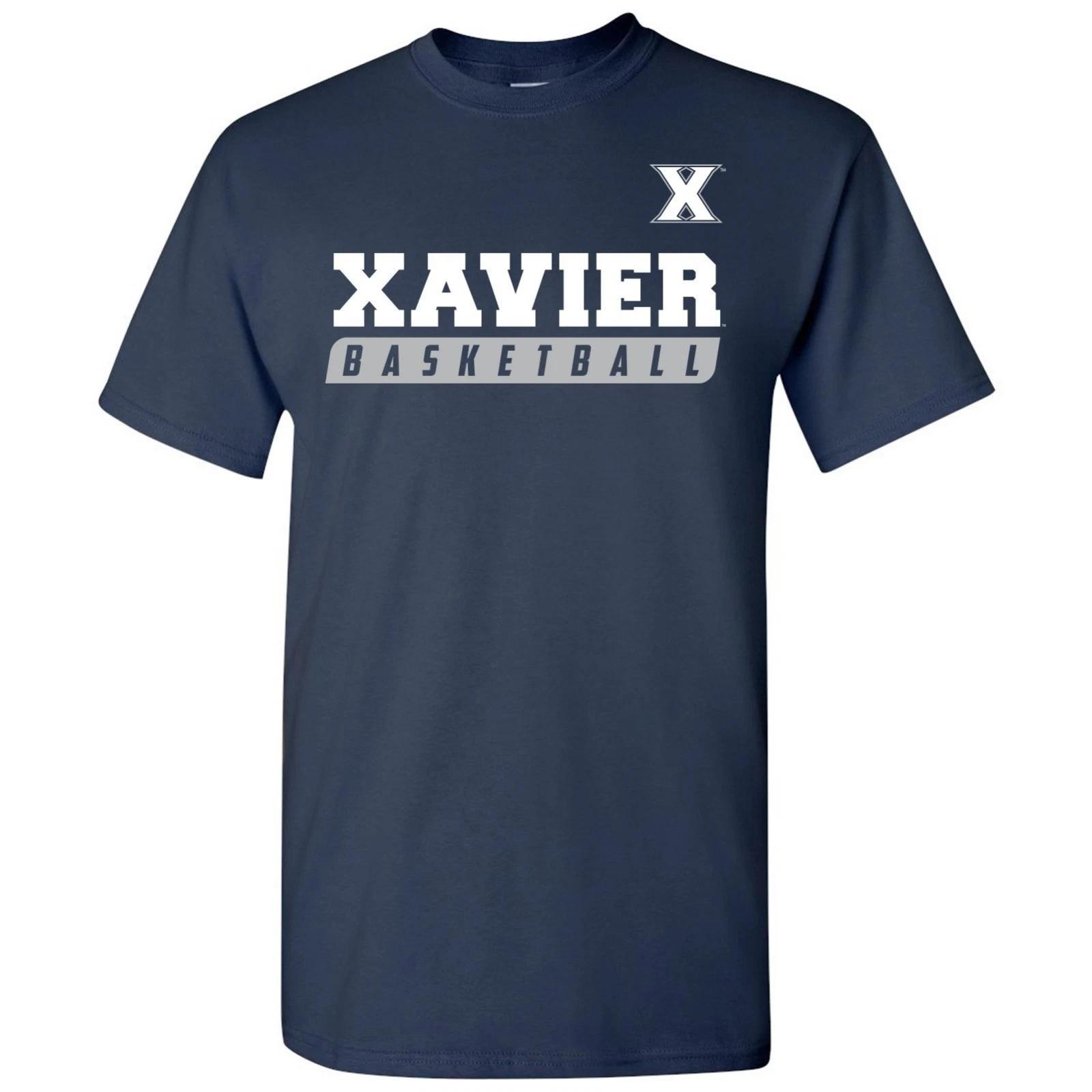 Xavier Musketeers Basketball Slant Licensed Unisex T-Shirt - Navy M