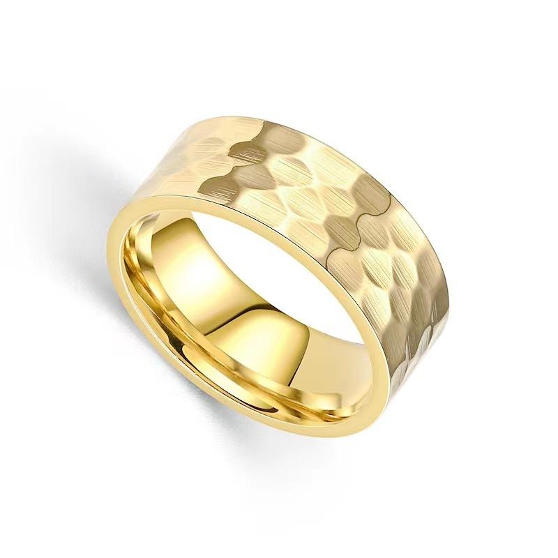 1Pcs Stainless Steel Ring with Raised and Recessed Patterns. Simple Ring.
