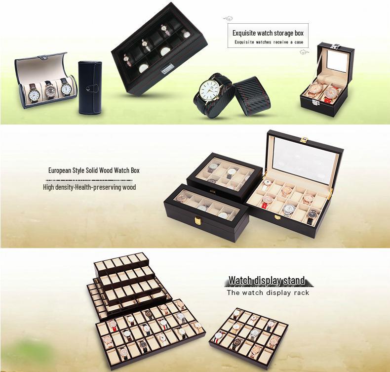 Leren Displaykast voor Horloges en Sieraden met Meerdere Sleuven en Dakraam