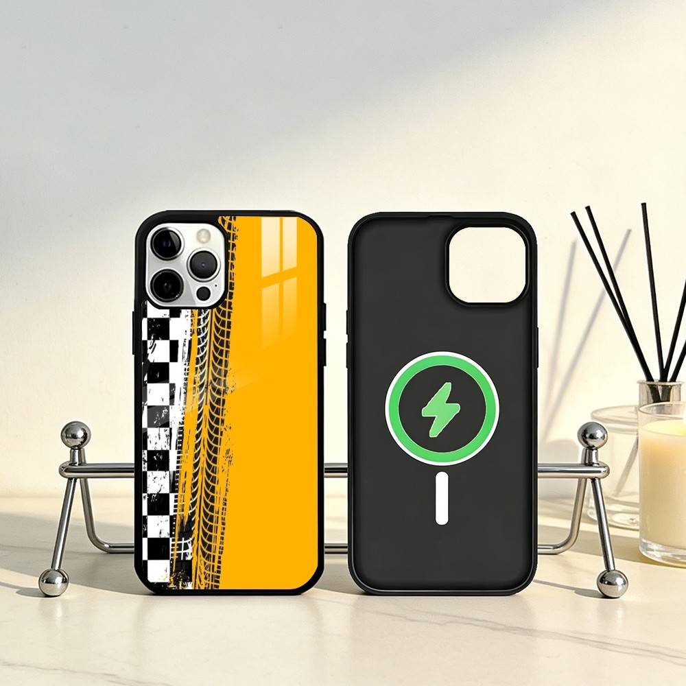 Racing Checkered Flag Phone Case For iPhone17,16,15,14,13,12,11 Plus,Pro Max Magnetic For Magsafe Wireless Charging