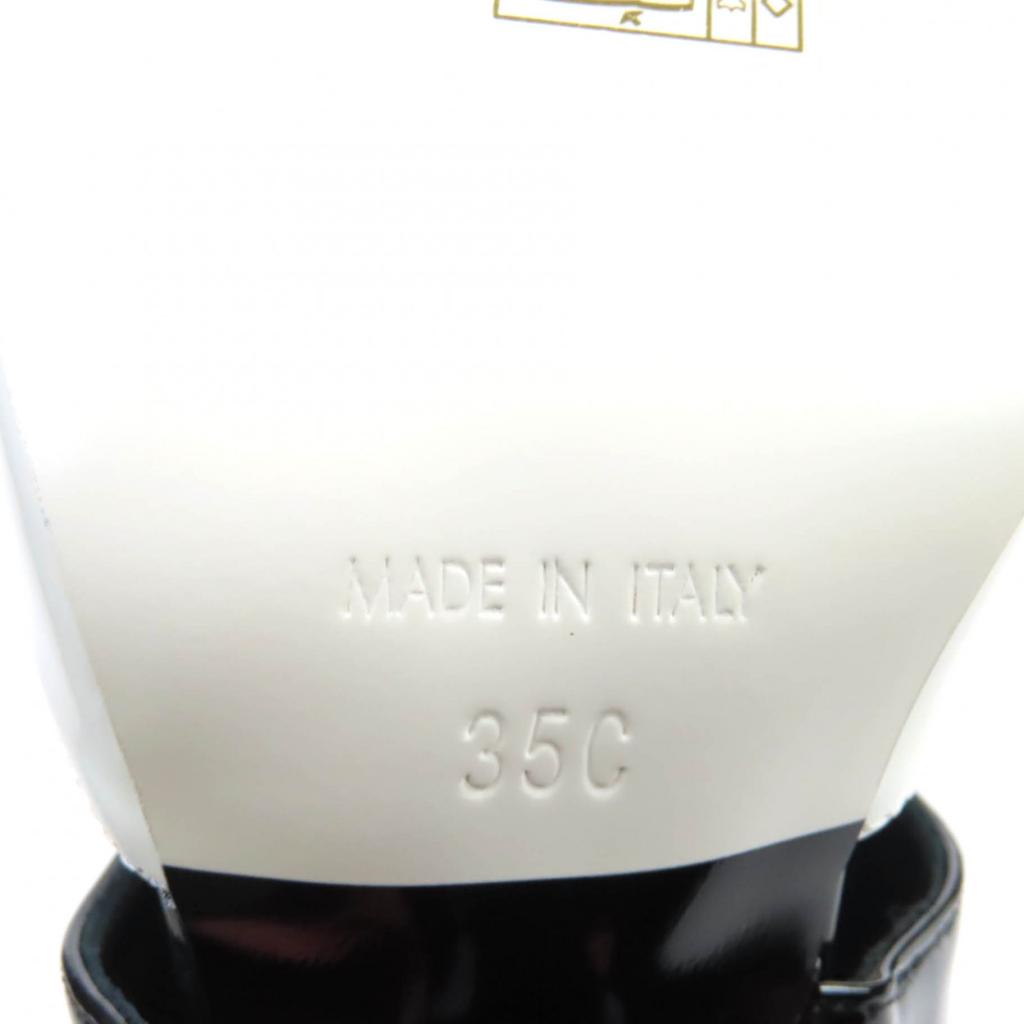 CHANEL Ankle boots Black White Patent leather Women 35 G35430 Used