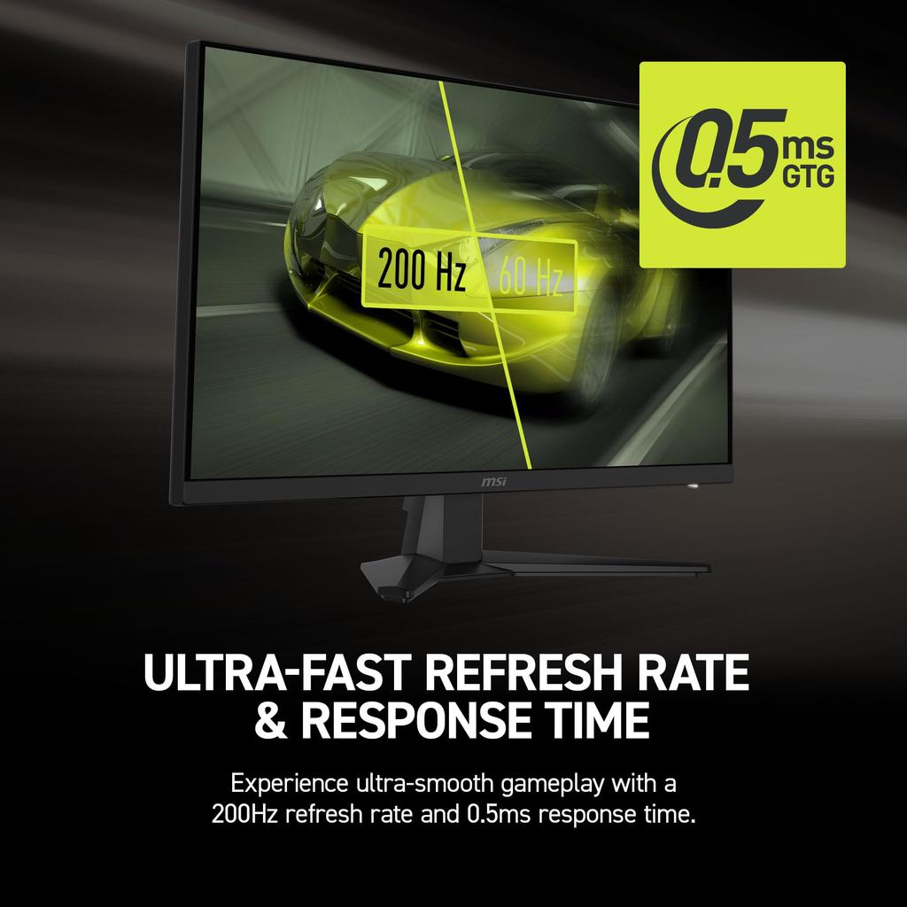 MSI MAG 272F 1920 x 1080 Gaming Office Adaptive HDR VGA VESA Slim Response Black 27-inch (FHD) Monitor, 200Hz, Sync, Support, HDMI, Ports, Mountable,