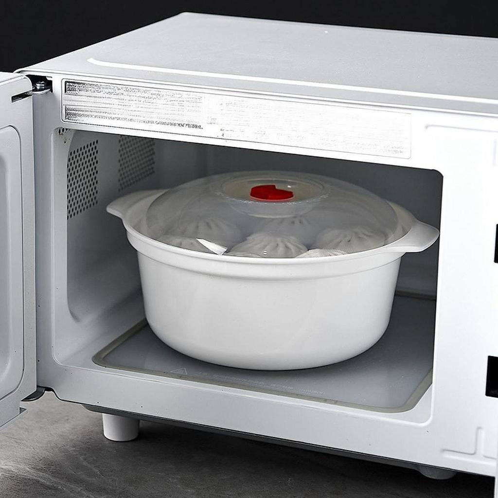 Bol Vaporizador de Comida para Microondas con Tapa - Contenedor de Alimentos Grande de 2.4L para Calentar y Cocinar al Vapor