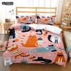 Cute Cat Print Quilt Cover Pillow Cover  Bedding Set Luxury Queen Bedding Set Cute Style Customized  children‘s  Bedding Set