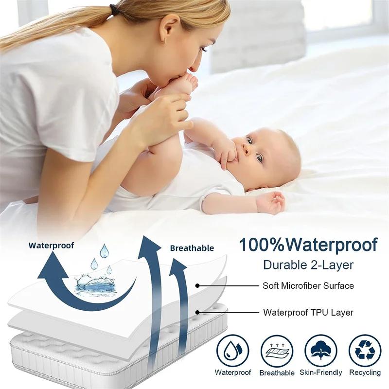 Waterproof Mattress Cover Fitted Bed Sheet With Elastic Band Anti-Slip Mattress Protector For Single Double Queen King Bed