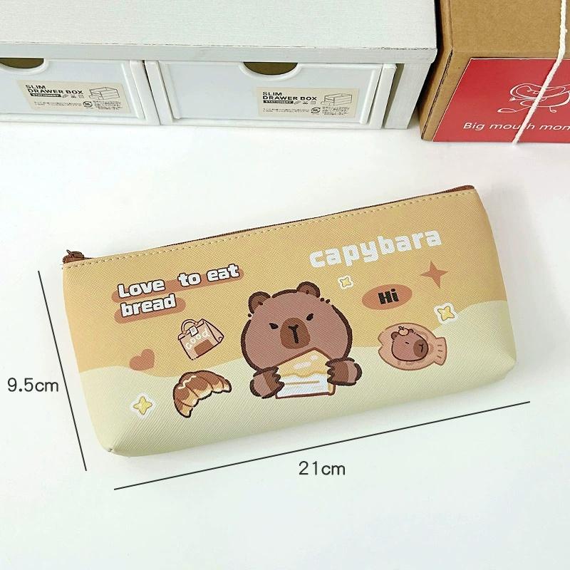 Capybara Stationery Bag Fashion PU Pen Bags Pencil Box Large Capacity Zipper Pencil Bag Pouch Back To School Office Supplies