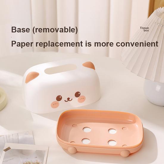 Tissue Box Dustproof Large Diameter Paper Port Tissue Holder Cute Animal Face Decorative Container for Living Room Bedroom