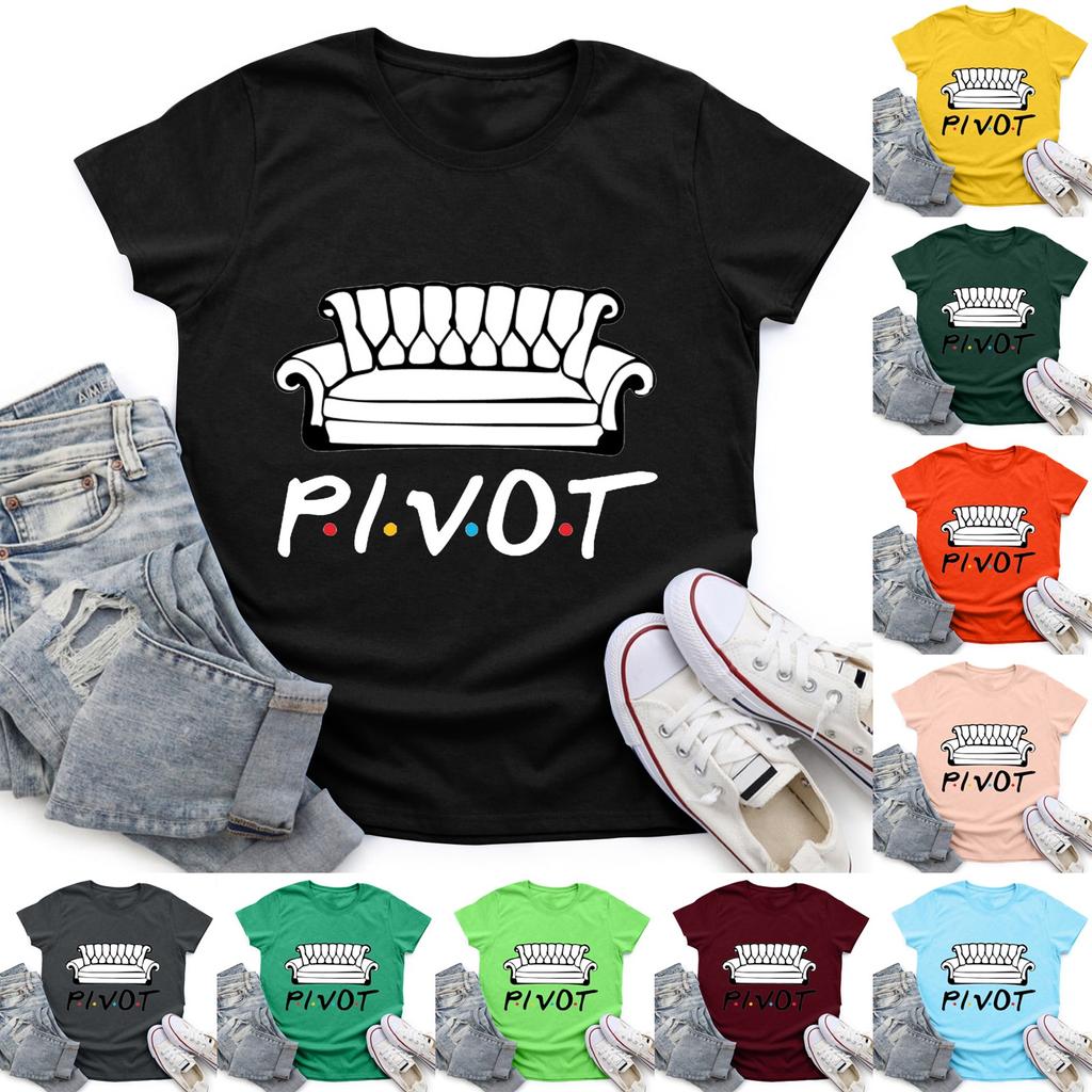 Pulover cu mânecă scurtă, ocazional, Old Friends, imprimat cu gât rotund