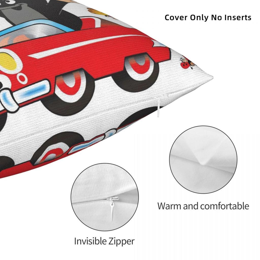 The Little Mole & Friends Pillow Cover Polyester Pillow Case Cushion Cover Funny Design Pillowcases For Living Room Chair