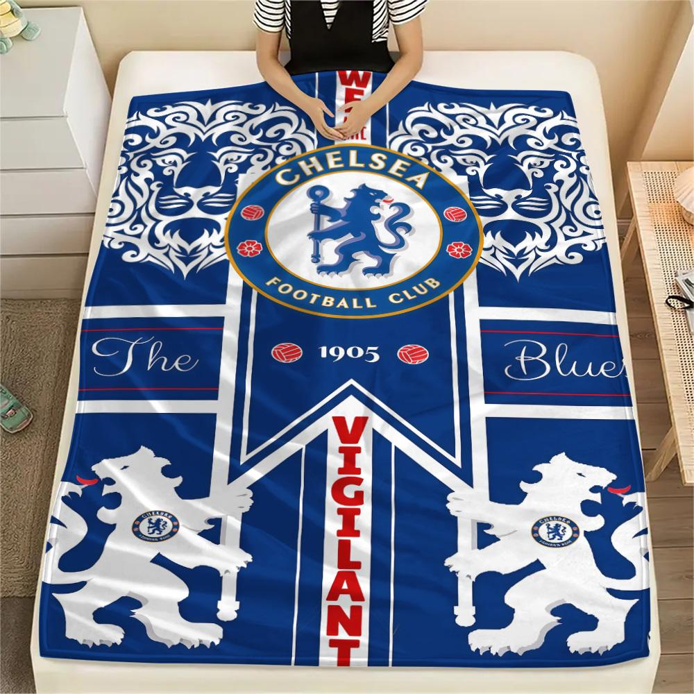 The Blues Logo Print FlAannel Blanket, High Quality Comfortable for All Seasons, Home Decor, Warmth and Comfort