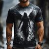 Men's Grim Reaper 3D Angel Reaper T Shirt Short Sleeve T Shirt 3D Print Crew Neck Shirt Exaggerated Designer Horror Party