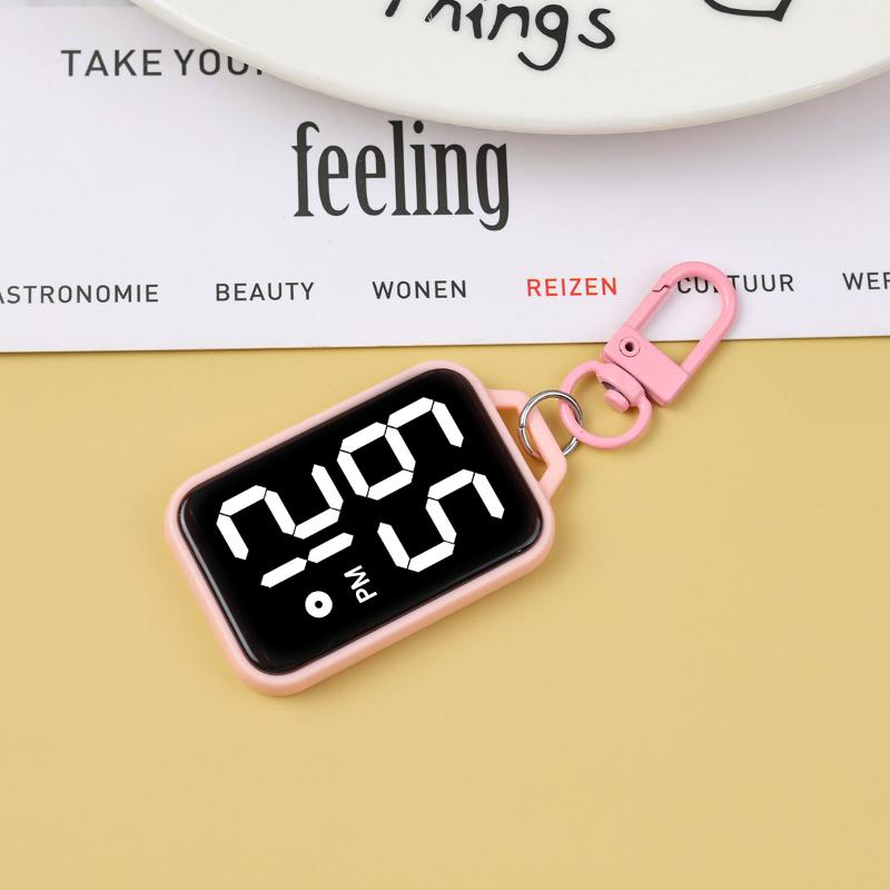 1Pc LED Keychain Pocket Watch Digital Display Electronic Watch For Youngster Student Backpacks Keys Pendant Timepiece Present