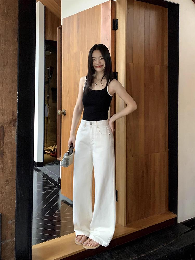 Spring 2025 Women s Small White Wide-Leg High-Waisted Slimming Jeans Extra Small