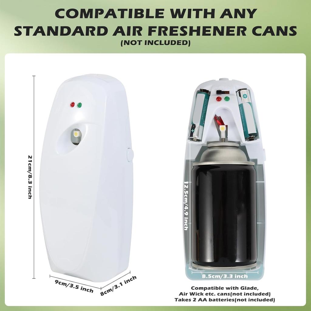 2PCS Automatic Air Freshener Spray Dispenser - Commercial and Home Use - Multiple Time Scent/Mist Release Settings for Room/Restroom Sprayer,Air