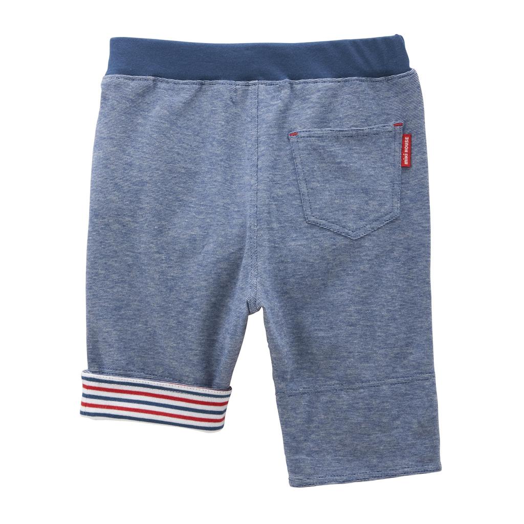 length navy blue [MIKI HOUSE] Pants, 3/4 pants, stretch, bear, boys, girls, babies, kids, children's clothing, 10-3214-685, 90cm,