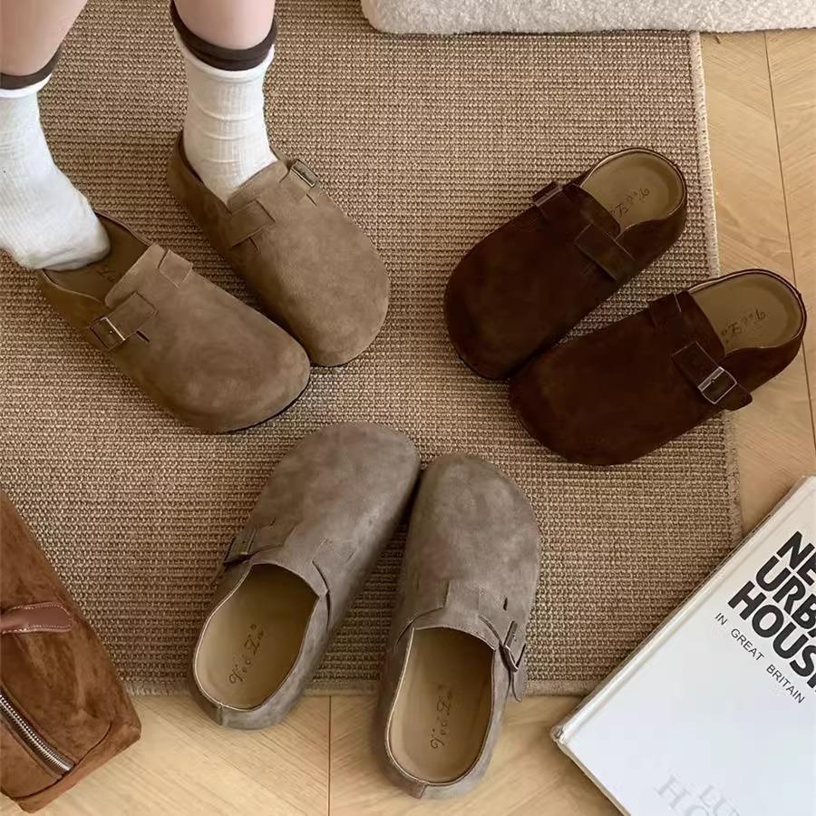 Thick-soled Birkenstocks 2025 spring Boken one-pedal lazy shoes bag head half slippers women's Mori heightening single shoes women