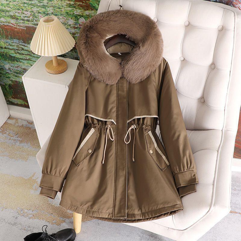 The new Pie Overcomes Women's Clothing Detachable Liner One Clothes Three Wear Medium and Long Winter Jacket Large Sweater Collar Cotton-Padded Jacket