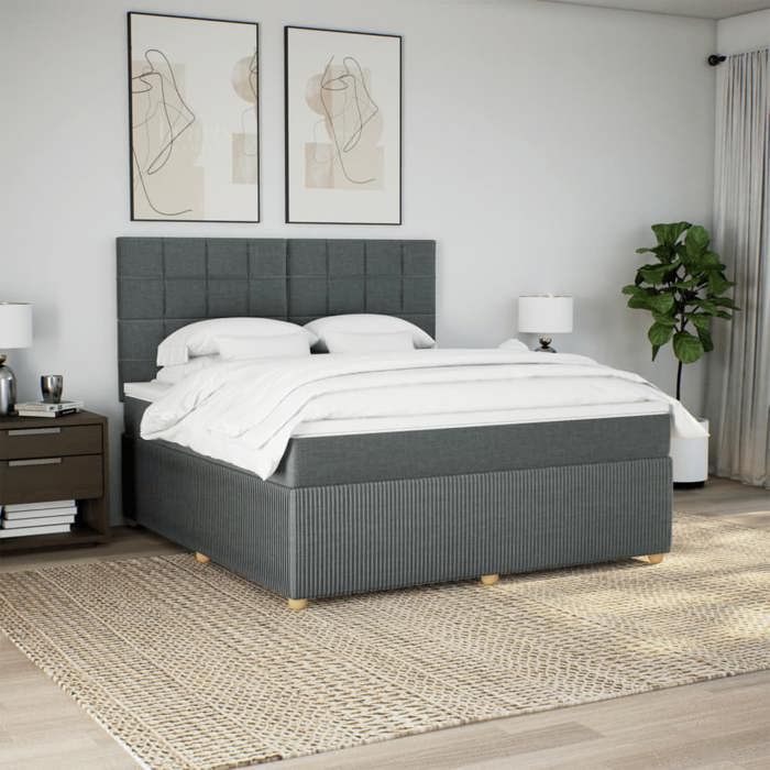 VidaXL Sommier à lattes de lit avec matelas Gris foncé 180x200cm Tissu 3292136