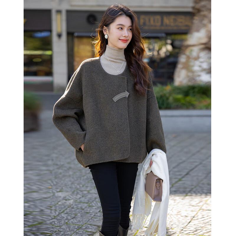 Mocana French Hepburn Style Double-Faced Wool Short Coat