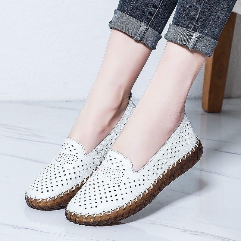 Letní sandály Dámské ploché boty síťovina prodyšná dutá obuv pro volný čas měkká podrážka protiskluzová plochá obuv