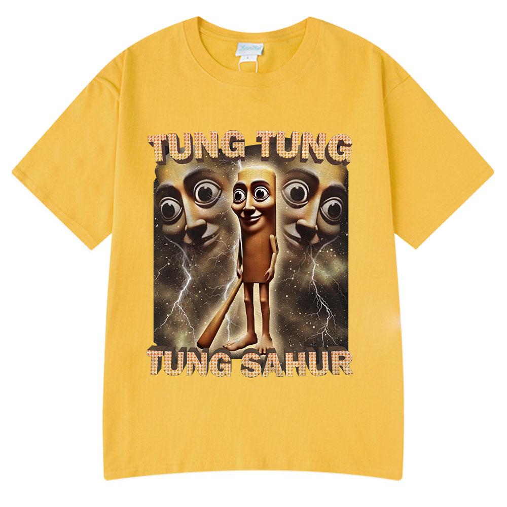 Tung Tung Tung Sahur Vtipné Meme Tričko s Baseballovou Pálkou Pánské Oblečení Módní Humor Styl Trička Unisex Letní O-výstřih Topy Tričko