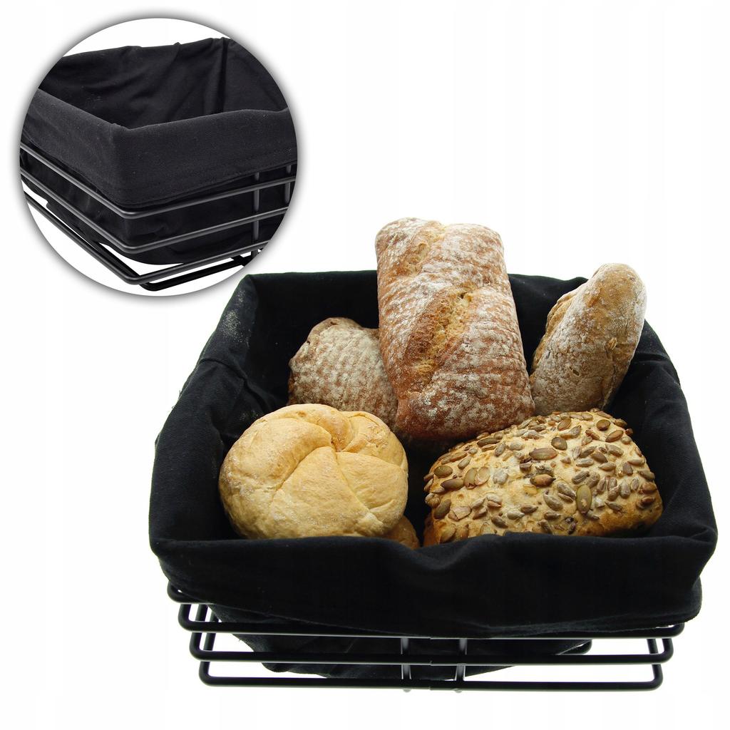 METAL BREAD BASKET + BLACK FABRIC INSERT
