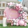 Balloon Arch Garland Kit Pink Grey Latex Balloon Garland for Baby Shower Party Decoration for Girls Boys Balloon Arch Kit