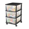 Plastic Storage Drawers Cart, 3 Drawers Storage Organizer with Wheels, Rolling Closet Organization and Storage Dividers